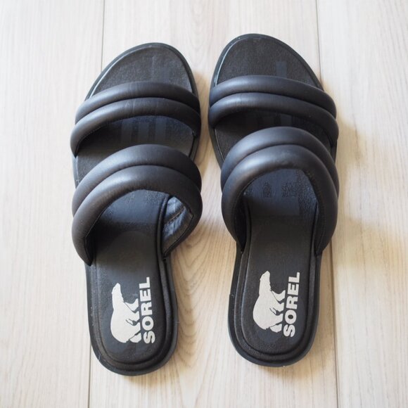 Sorel Ella II Puff Black Slide Sandals Womens Size 7.5 Excellent Condition - Picture 2 of 13